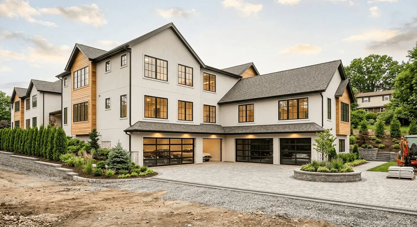Modern home with beautiful landscaping