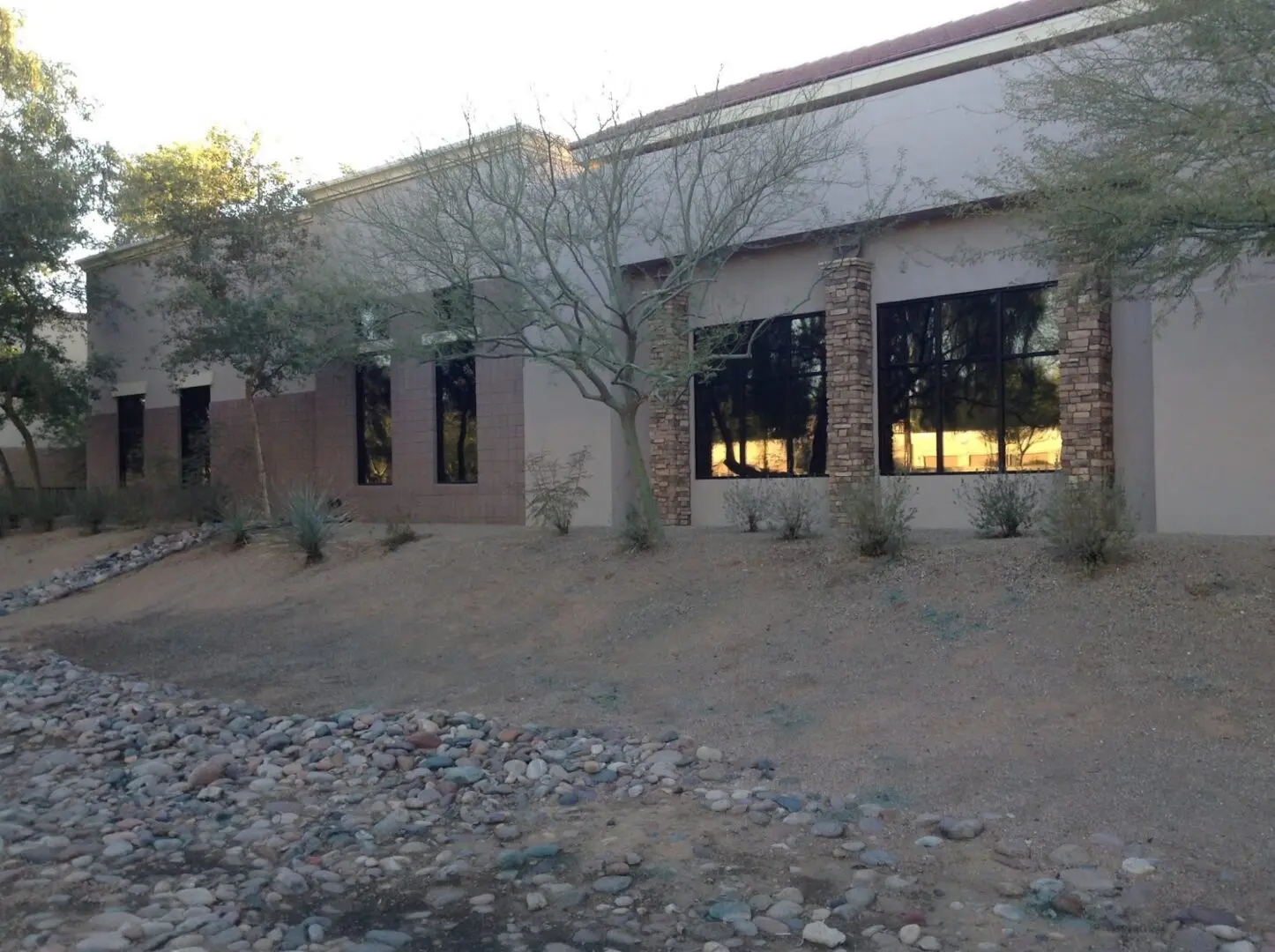 Office exterior with stone accents
