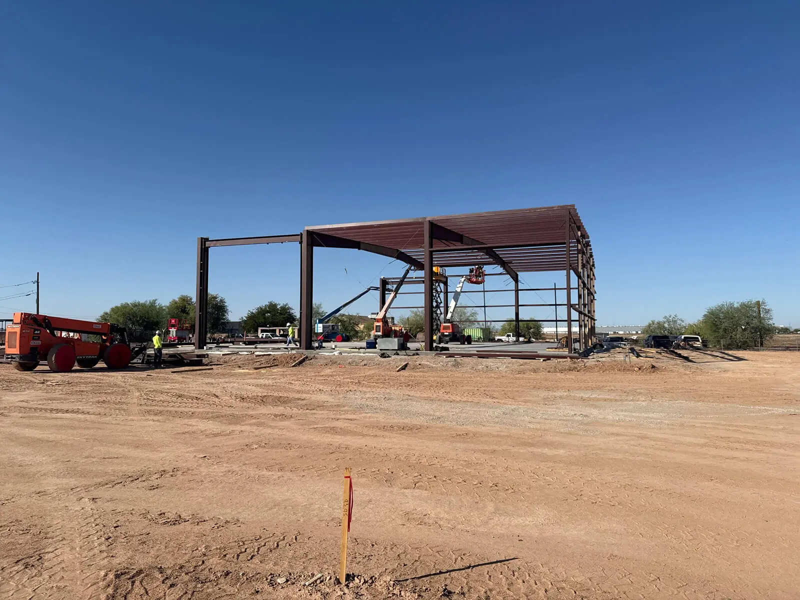 Steel beams on construction site