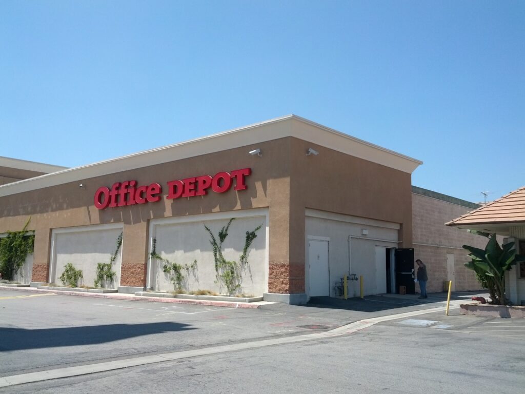 Office Depot store exterior on a sunny day.